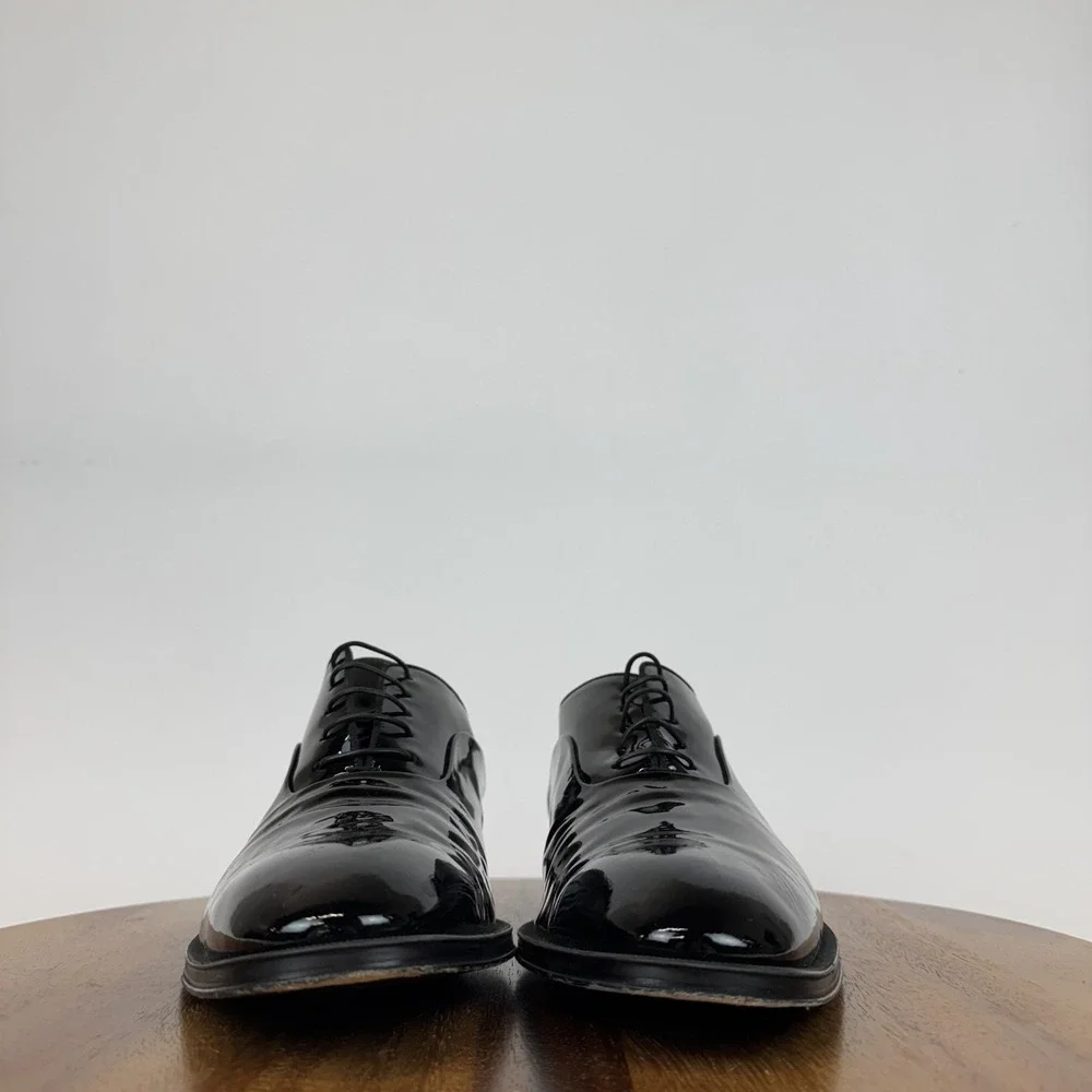 Mens Boss Derrek Black Patent Leather Formal Comfort Oxford Shoes Size 9.5 M GUC